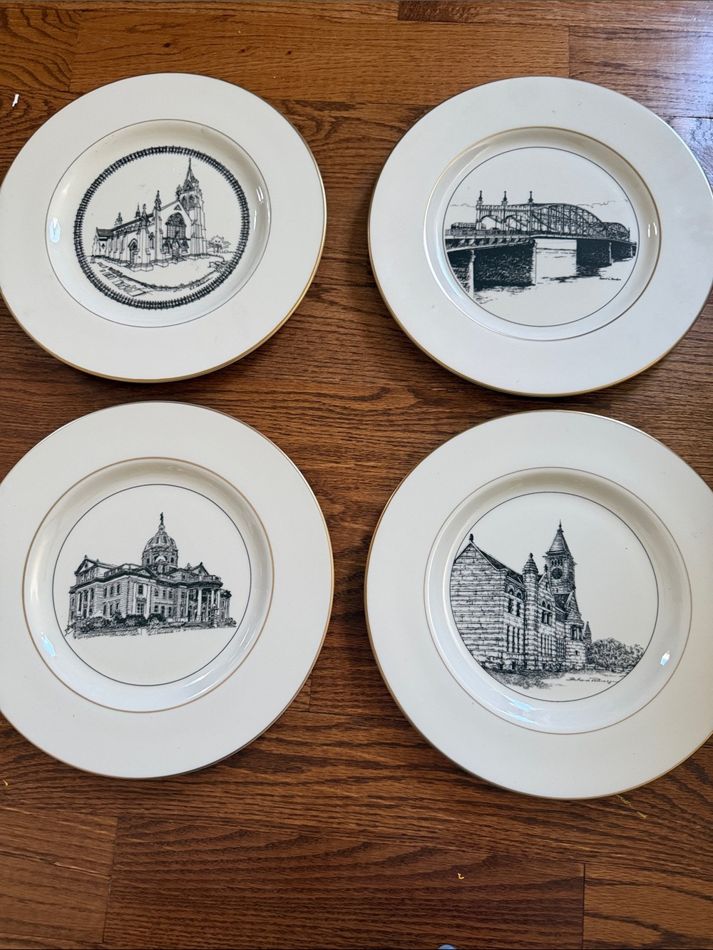Woodmere Studio Landmark Plates - 1979-1982 - VINTAGE - set of 4 - PITTSBURGH